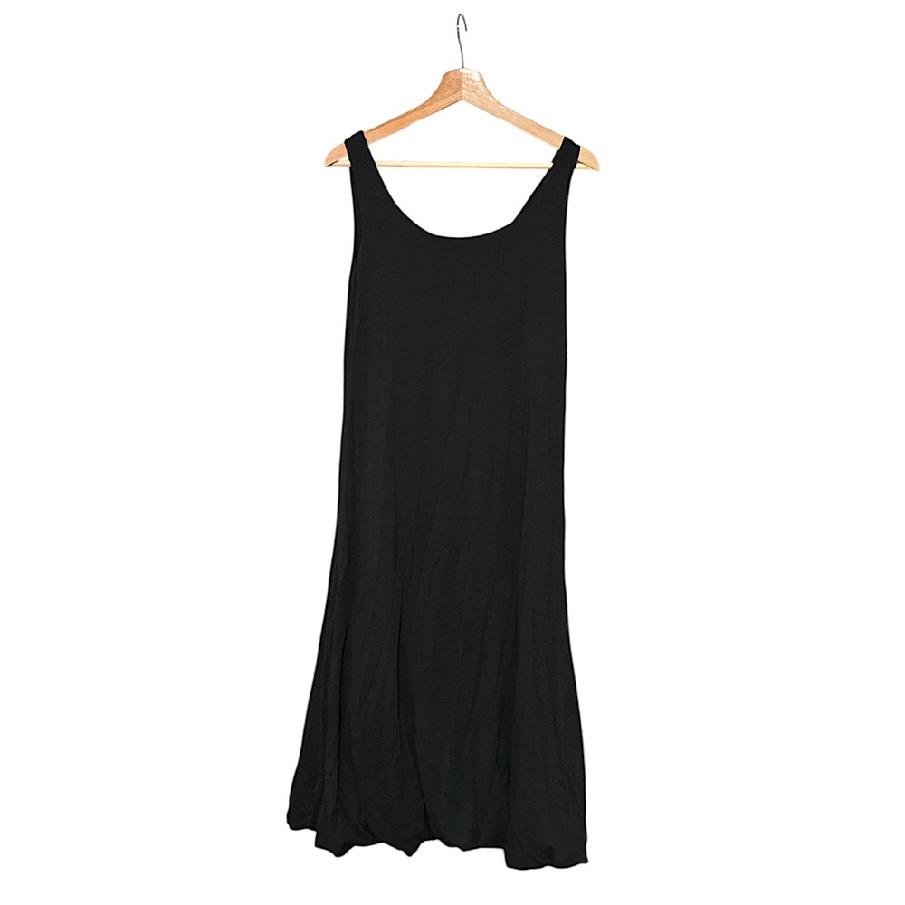 Garnet Hill Black Modal Tank Midi Dress | Bubble Hem | Size Medium